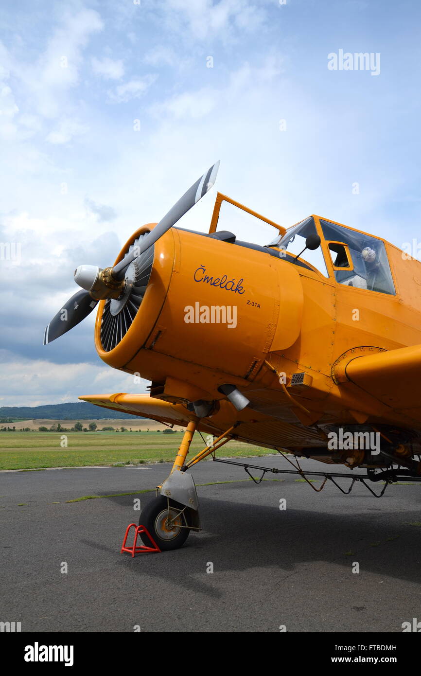 Zlin Z-37 Cmelak - czech agricultural aircraft used mainly as crop duster Stock Photo