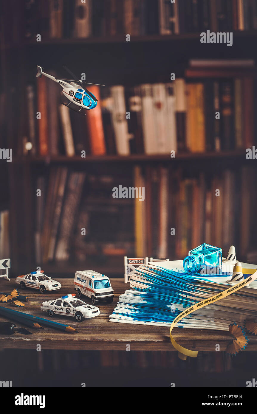 Tiny crimes: spilled ink Stock Photo