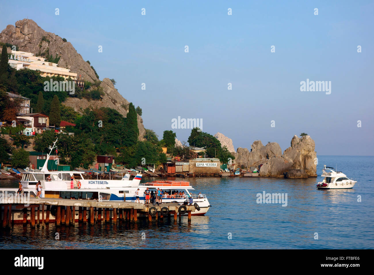 Gurzuf or Hurzuf, resort town in Crimea peninsula, Ukraine / Russia Stock Photo
