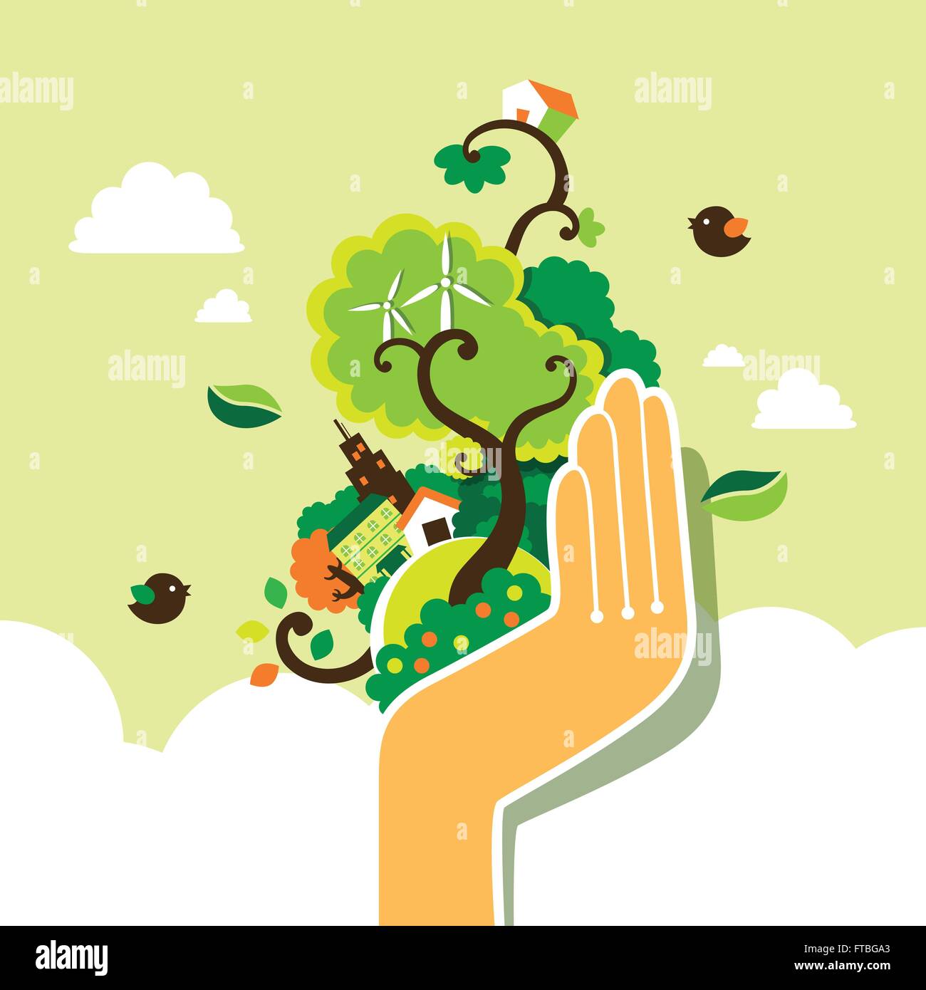 flat design vector illustration concept of ecology Stock Vector Image ...