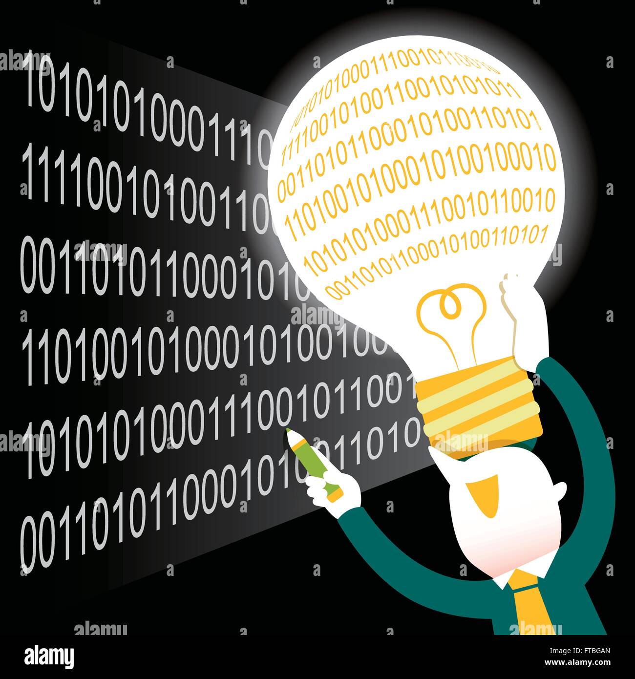 flat design vector illustration concept of process coding Stock Vector