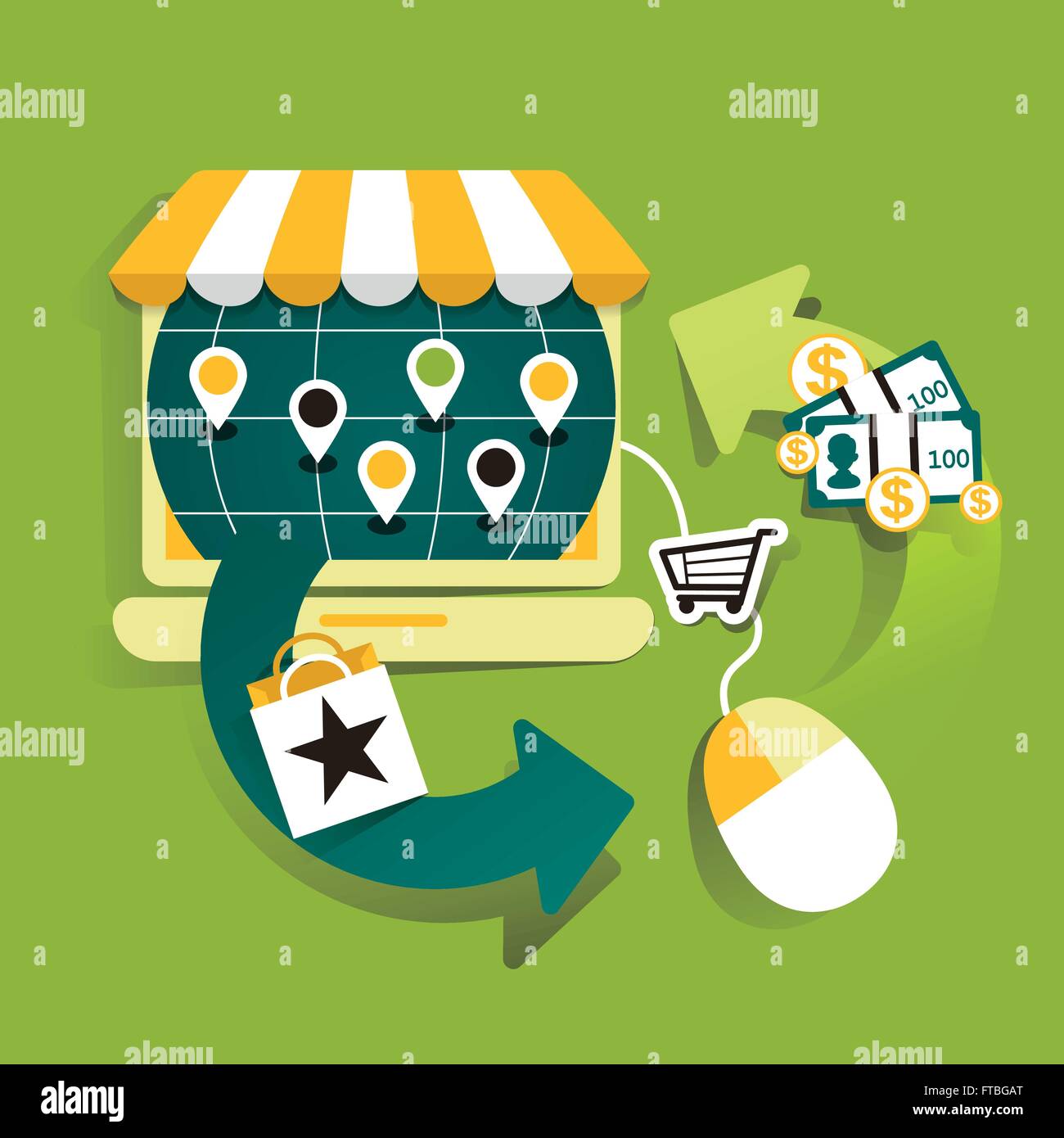 flat design vector illustration concept of online shop Stock Vector ...