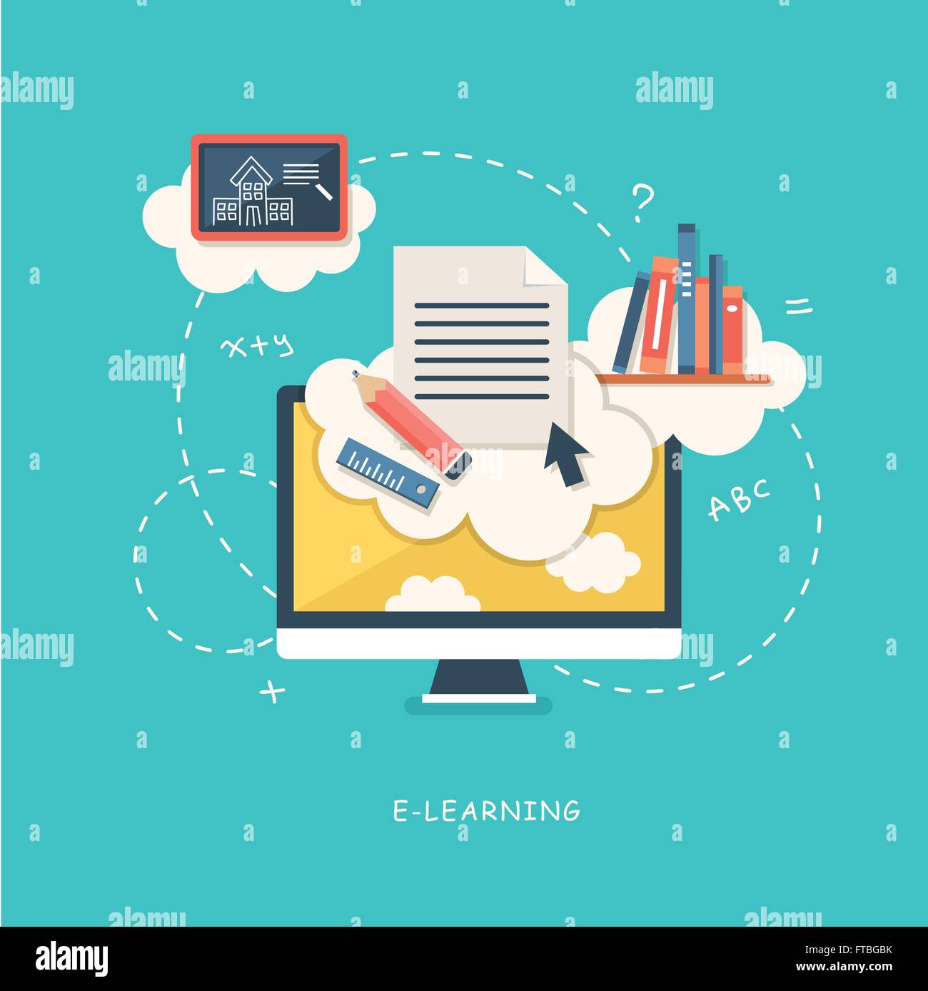 vector flat design illustration concept for online education Stock ...