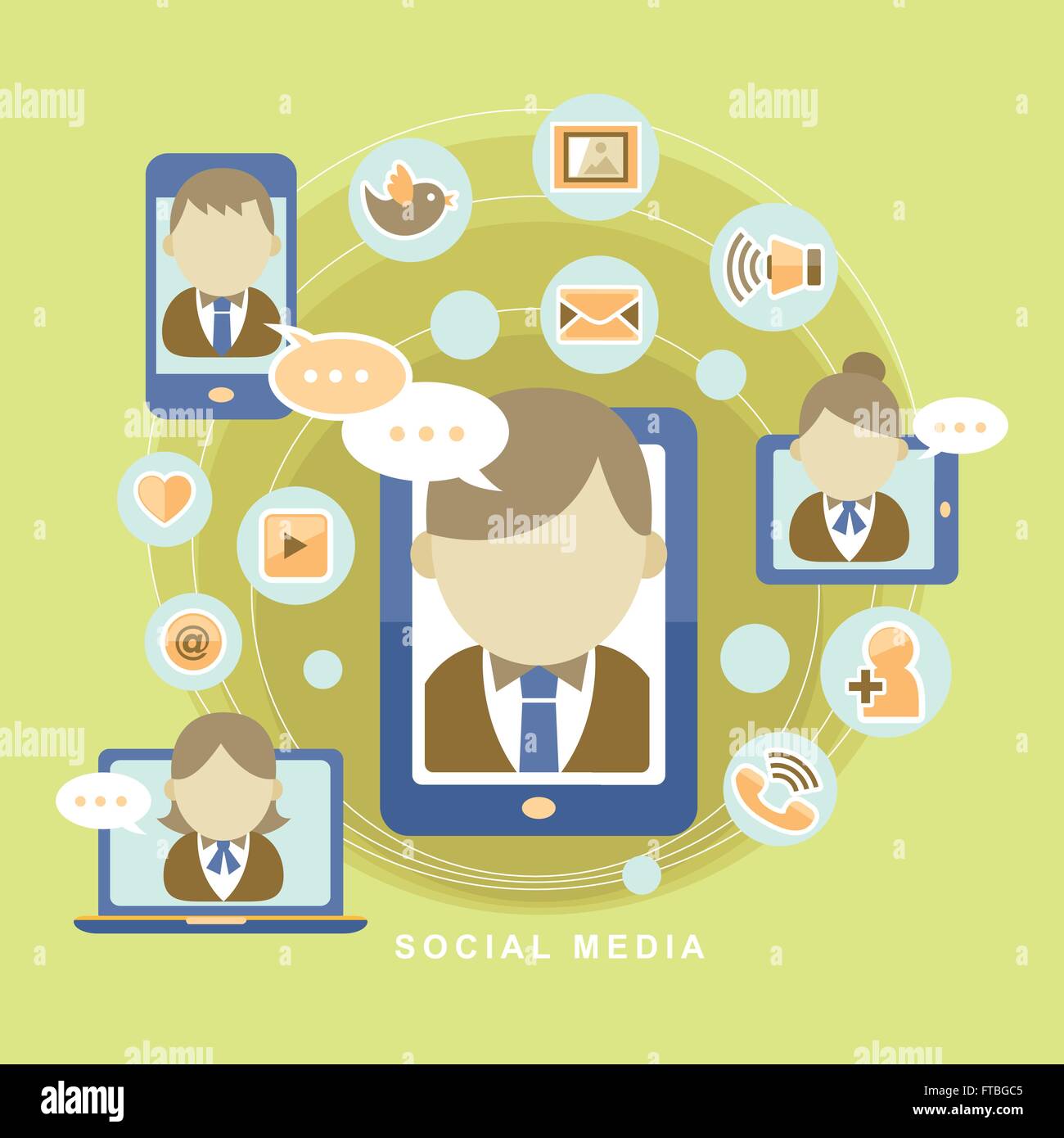flat design style concept of social media Stock Vector Image & Art - Alamy