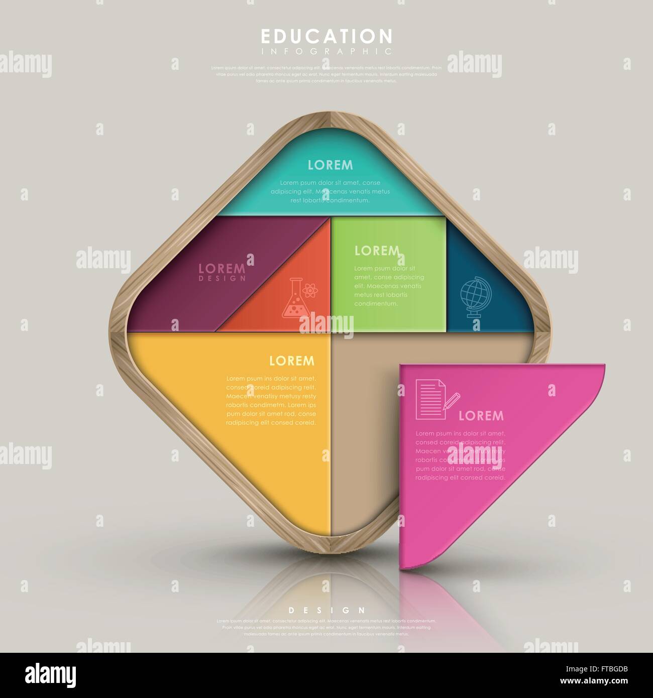 education infographic design with colorful tangram element Stock Vector