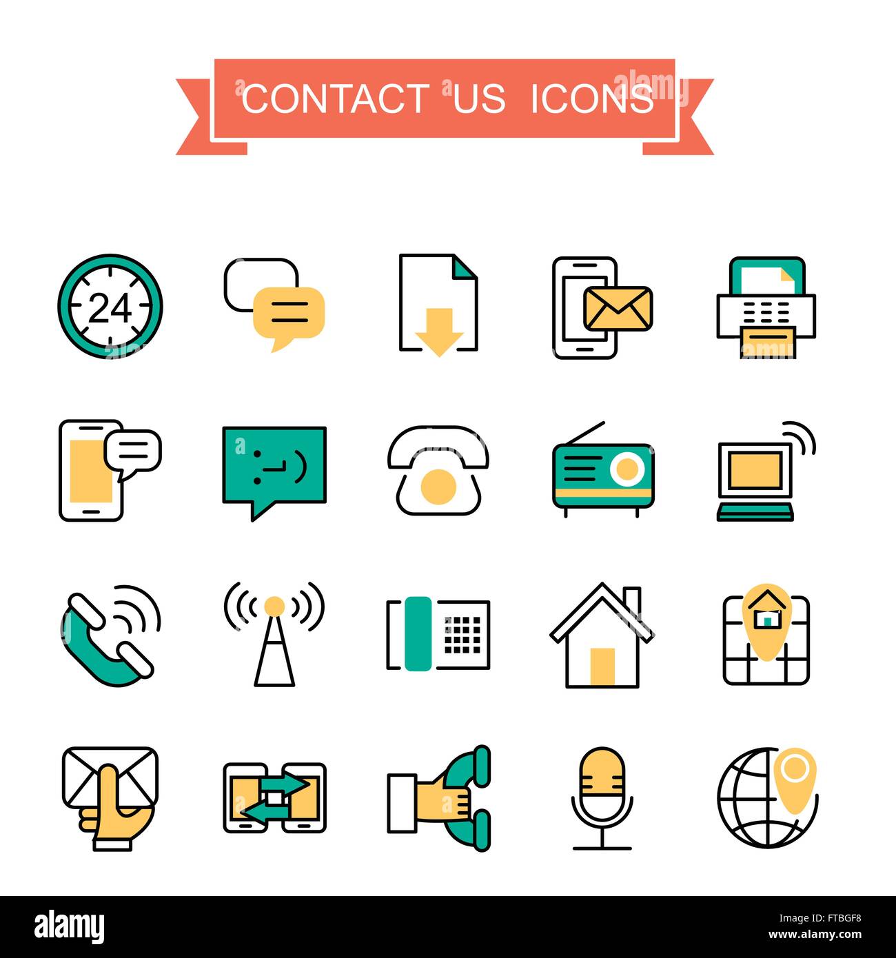 contact us icons collection in thin line style Stock Vector Image & Art ...