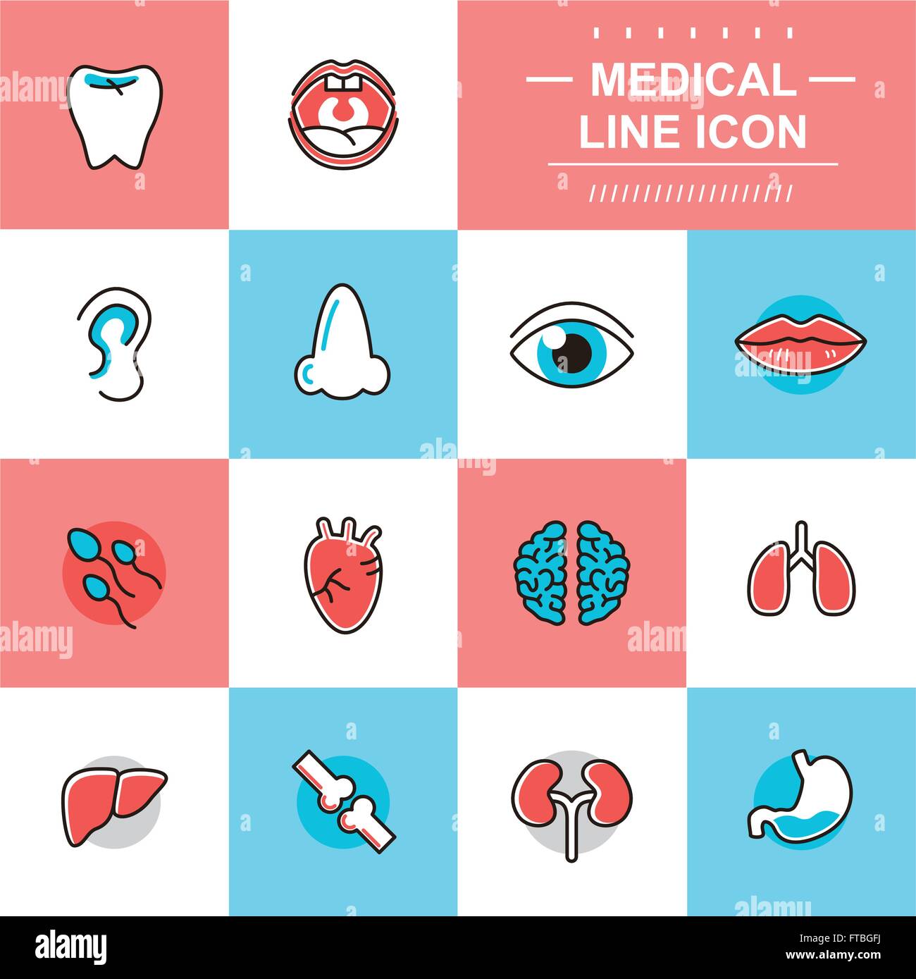 medical thin line icons collection in flat style Stock Vector Image ...