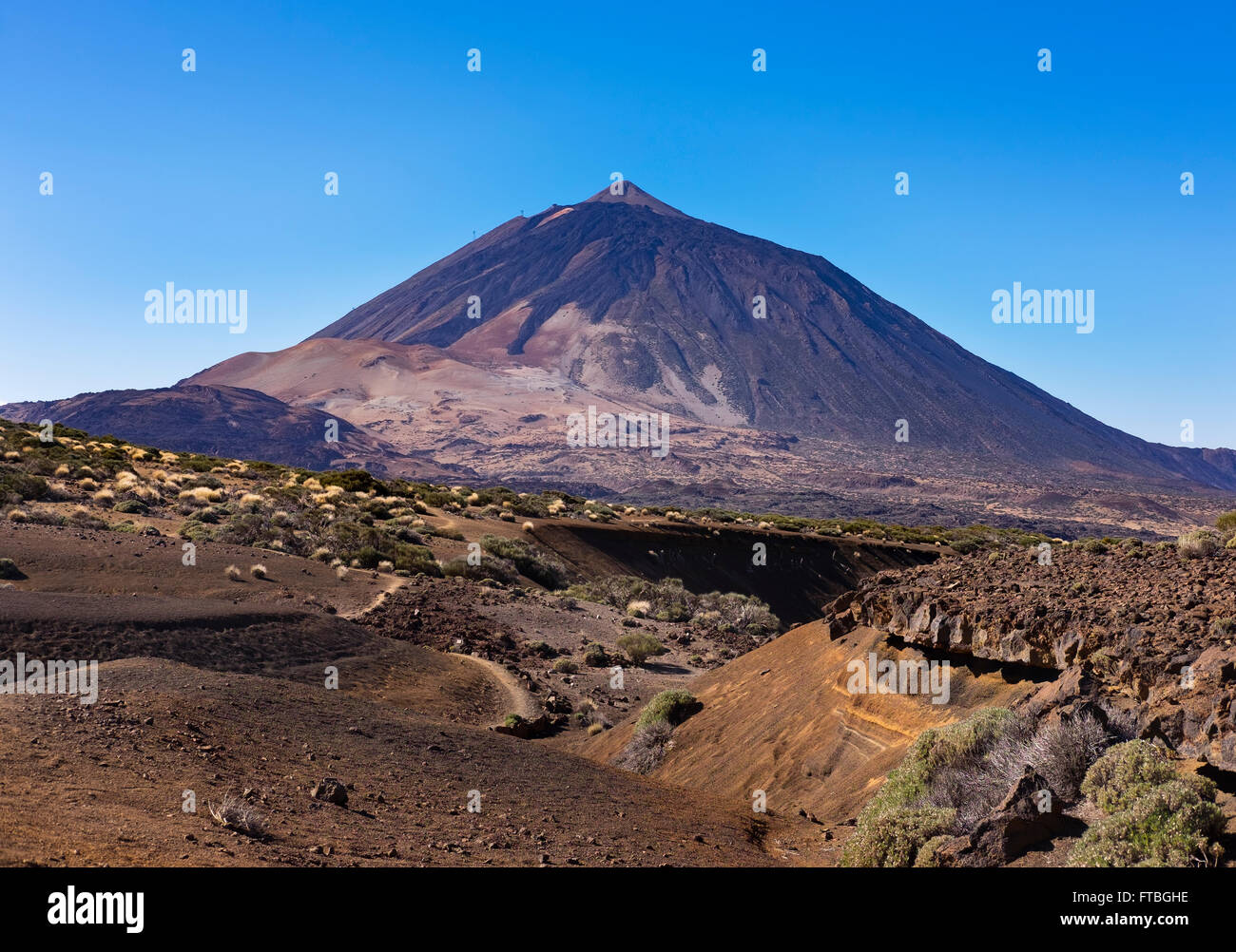 Volcano Pico del Teide, Teide National Park, Parque Nacional de las Cañadas del Teide, Tenerife, Canary Islands, Spain Stock Photo