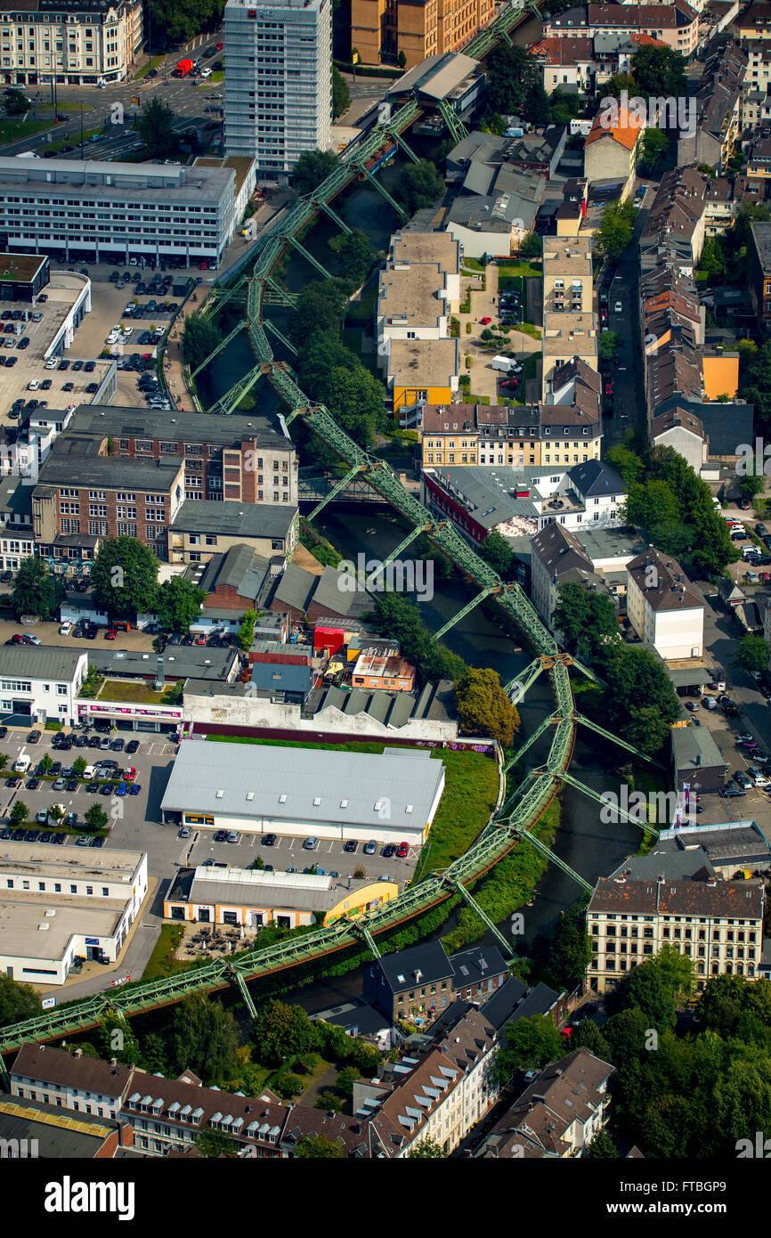 Aerial view, Wuppertal monorail, Wuppertal, Bergisches Land, North Rhine-Westphalia, Germany Stock Photo