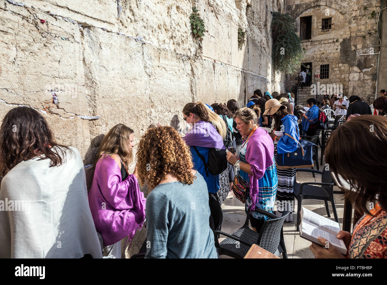 Women Praying At Western Wall Also Called Kotel Or Wailing Wall In