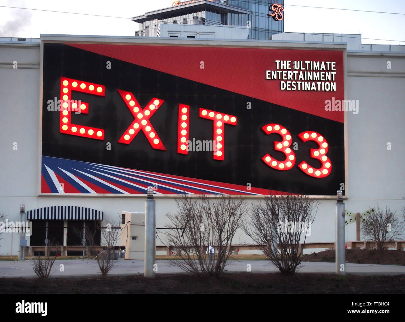 Exit 33 billboard. Advertising the new York state thruway exit visitors take to go to the Turning Stone Casino Stock Photo