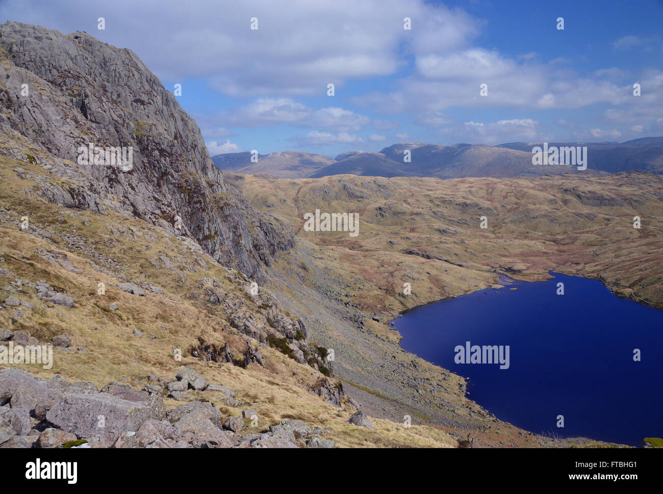 Pavey Ark and  Stickle Tarn Langdale,Cumbria UK. Stock Photo