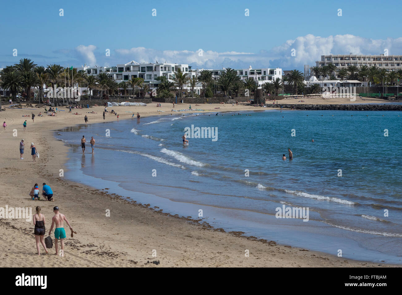 Spain, Canary islands, Lanzarote, Costa Teguise, Playa Cucharas Stock Photo