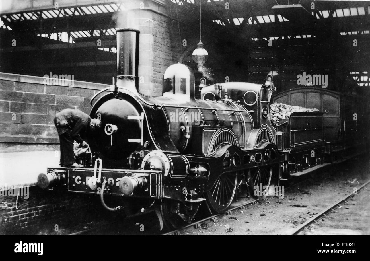 Caledonian Railway Conner Class 98 2-4-0 No.102A on a train Stock Photo