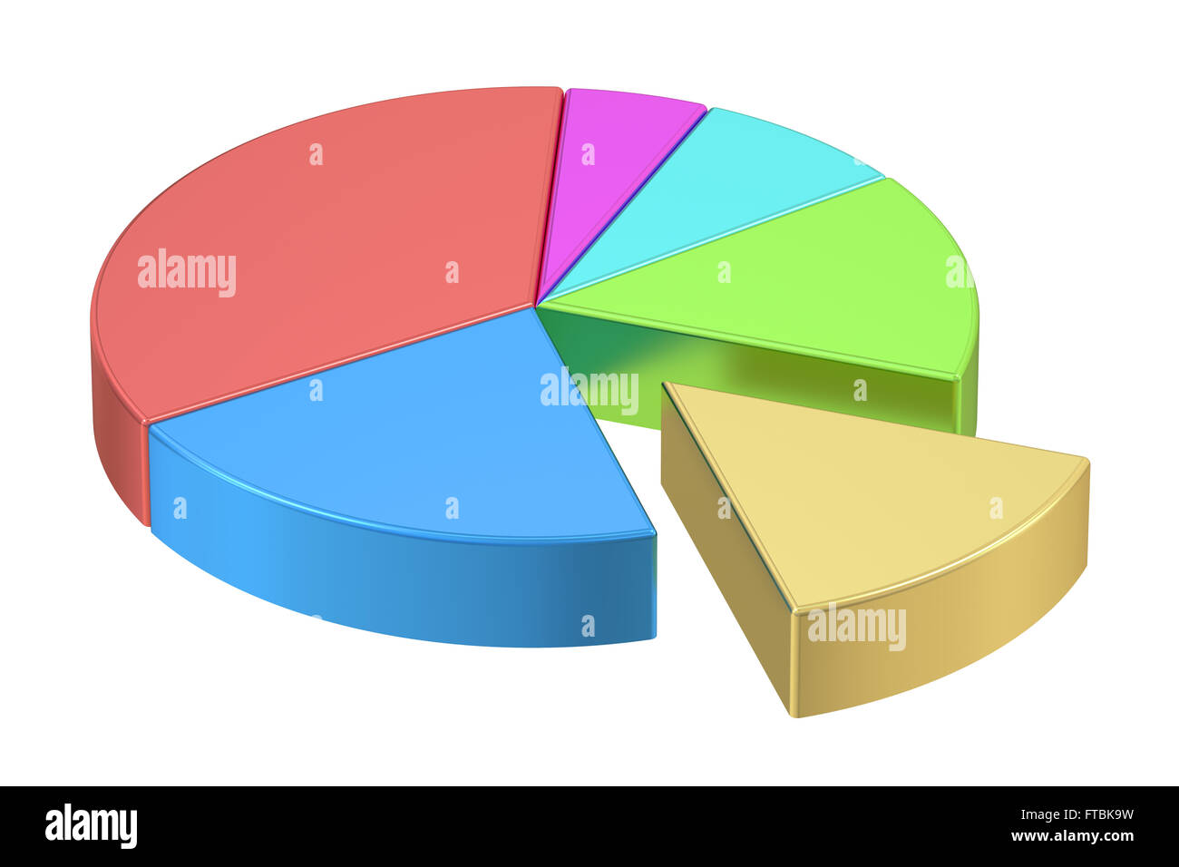 Pie chart 3D rendering isolated on white background Stock Photo - Alamy