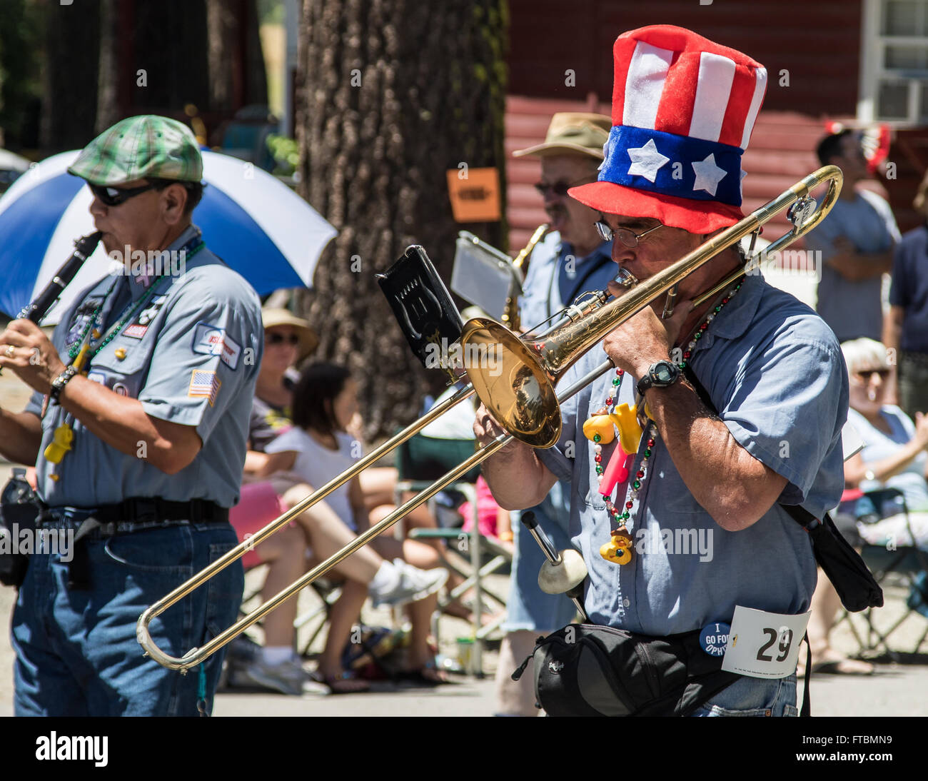The Ophir Prison Marching and Kazoo Band performing while marching in