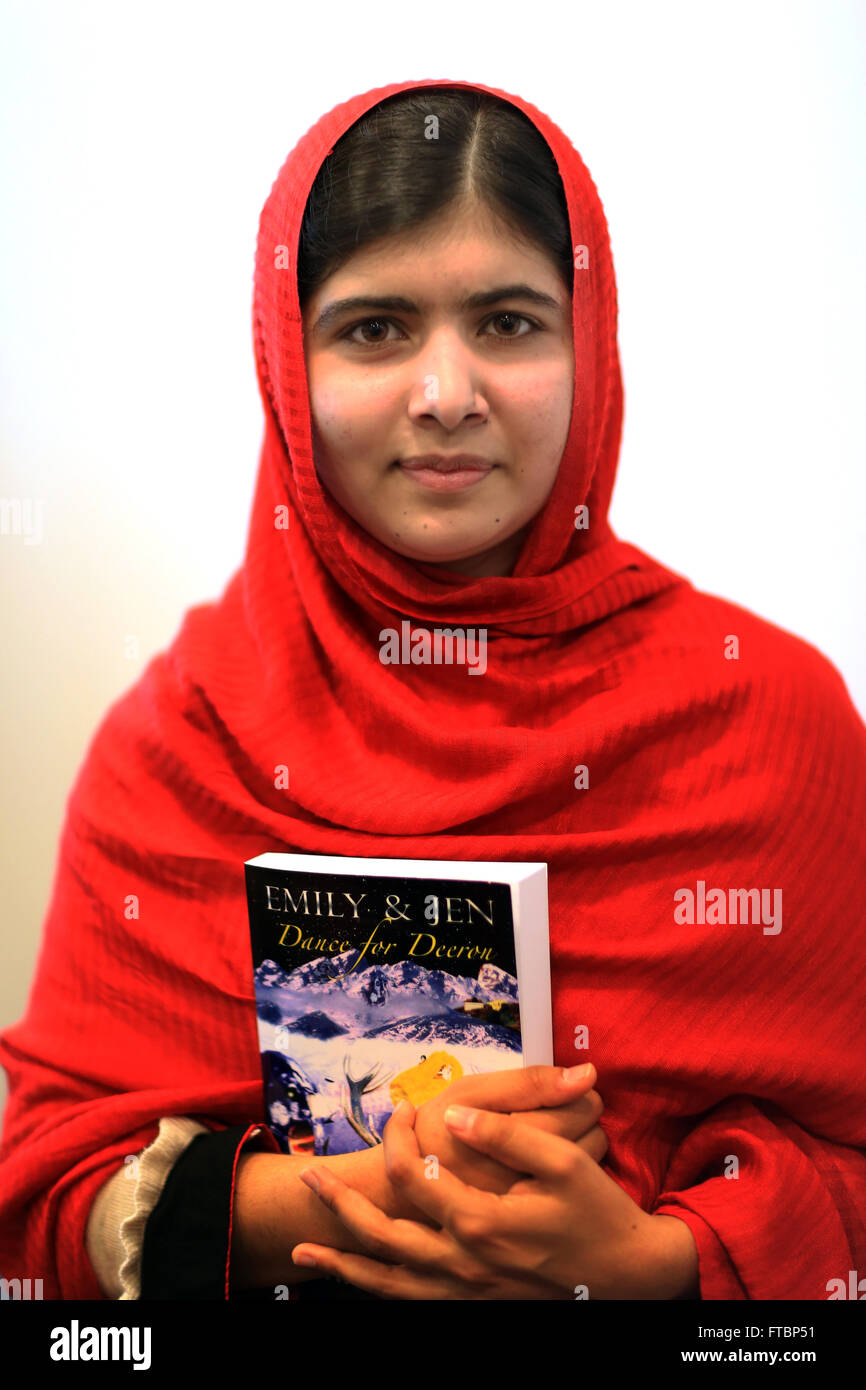 Malala Yousafzai portrait with book Stock Photo