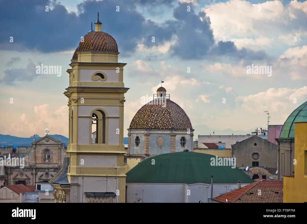 Aerial view of Saint Anne church and Cagliari cityscape, Sardinia Stock Photo