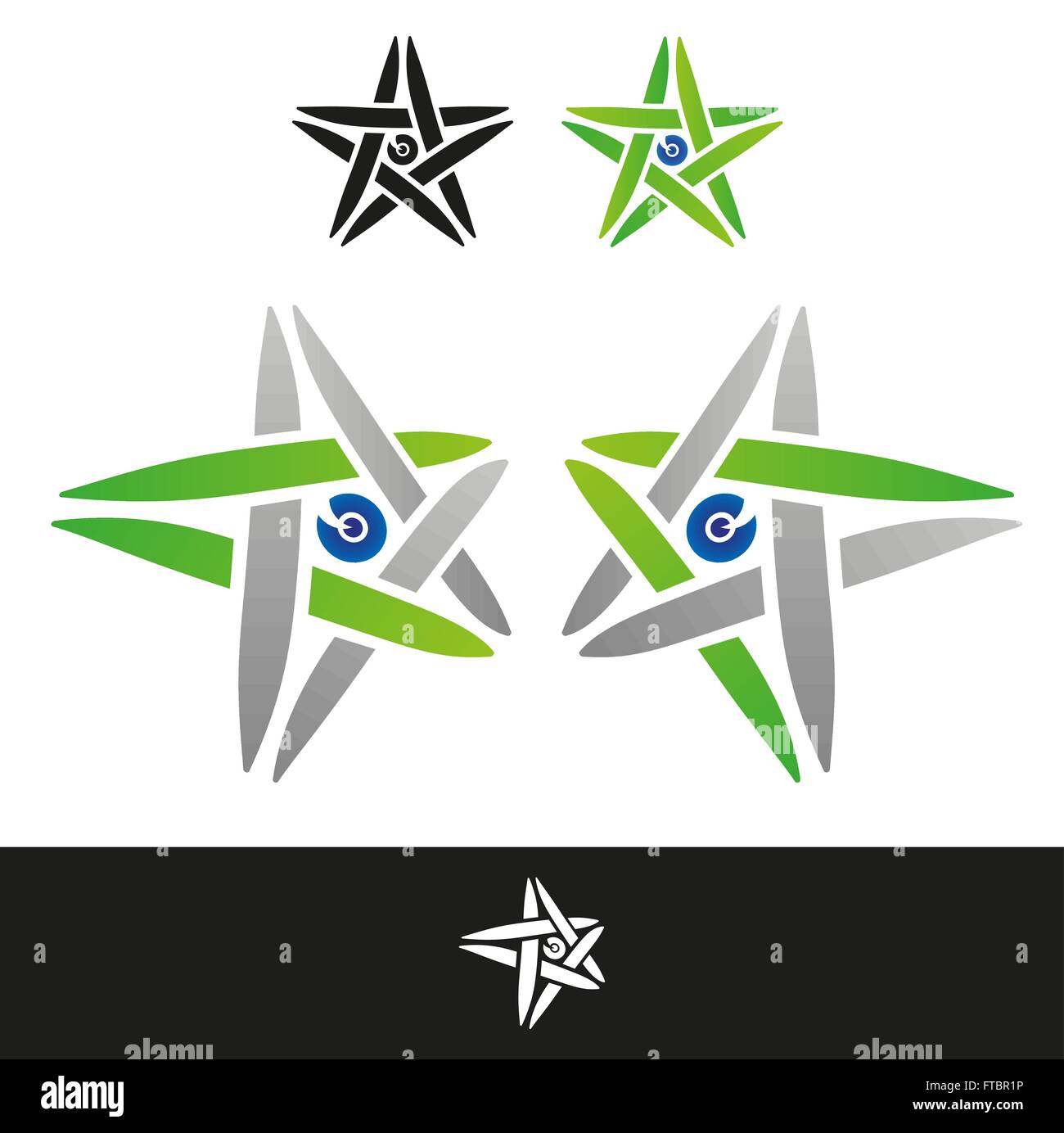 Vector green twisted star sign Stock Vector