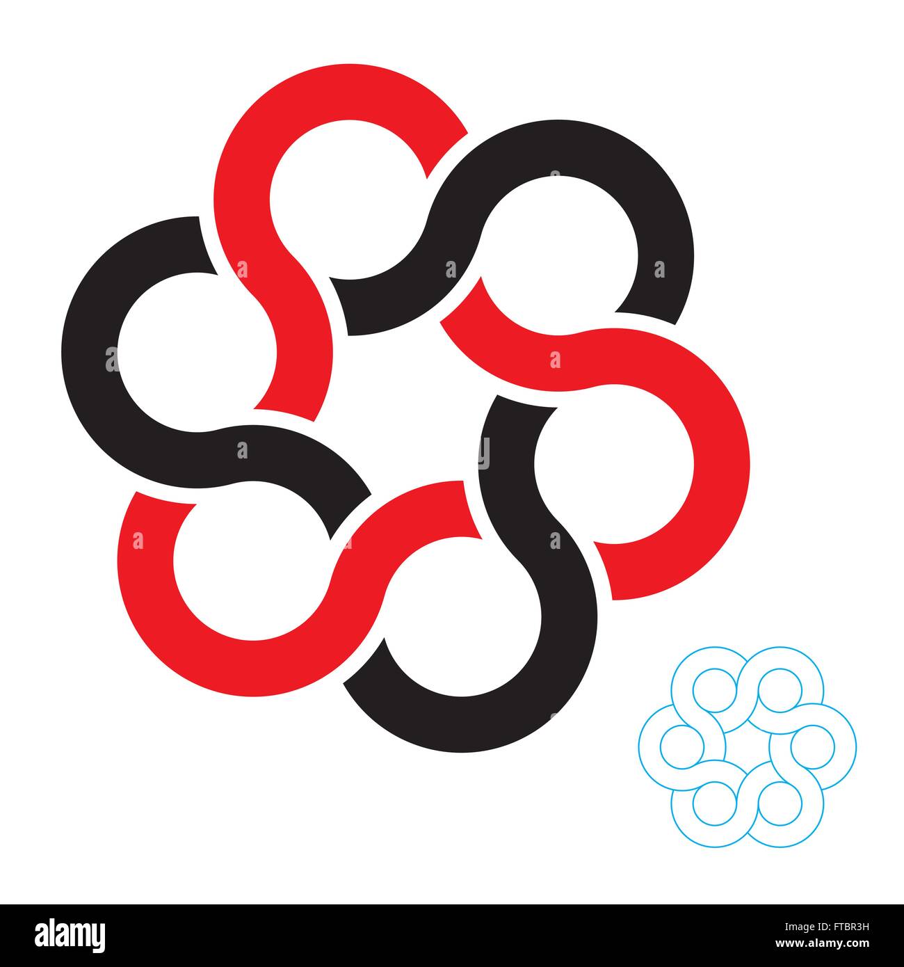 medieval abstract interlaced rings motif Stock Vector
