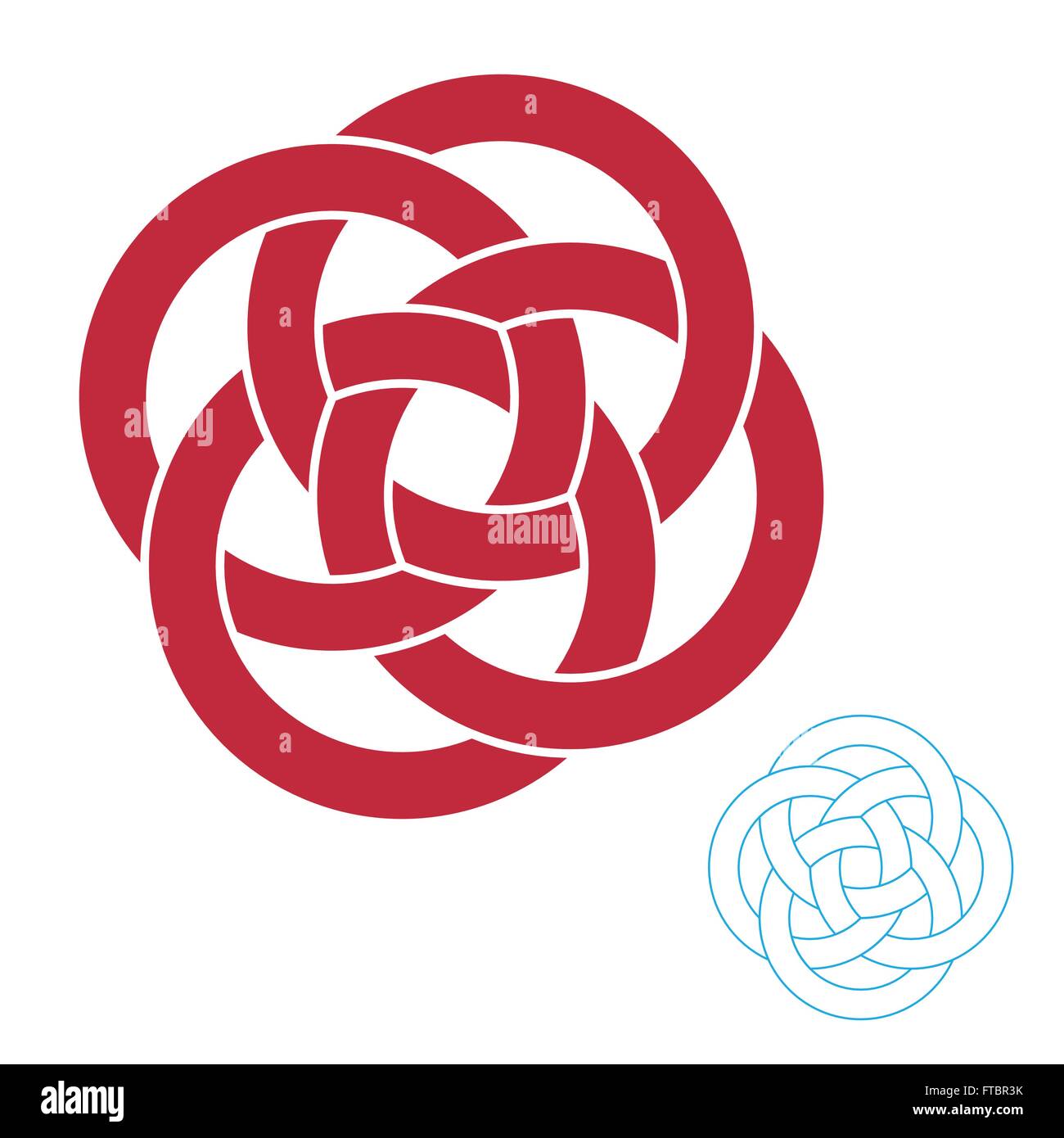 medieval abstract interlaced rings motif Stock Vector