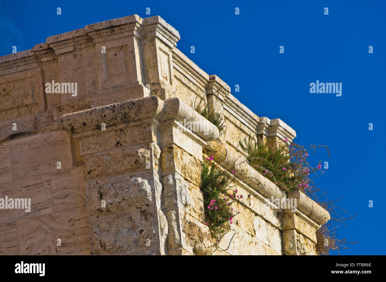 Architecture detail of old stone buildings in Cagliari downtown, Sardinia Stock Photo