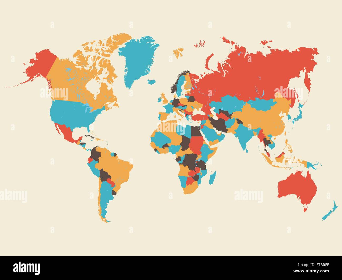 Colorful world map country hi res - Colorful World Map Illustration FTBRFF