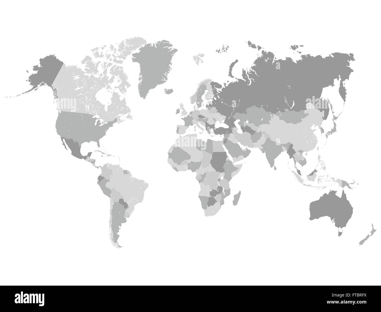Grayscale World Map Illustration Stock Vector