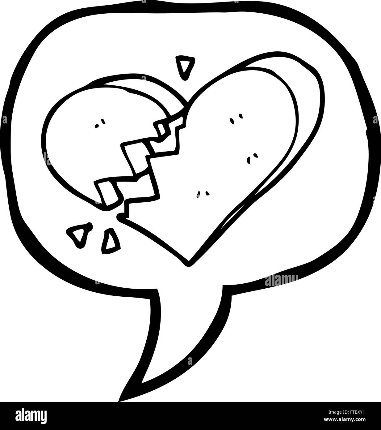 freehand drawn speech bubble cartoon broken heart Stock Vector Image ...