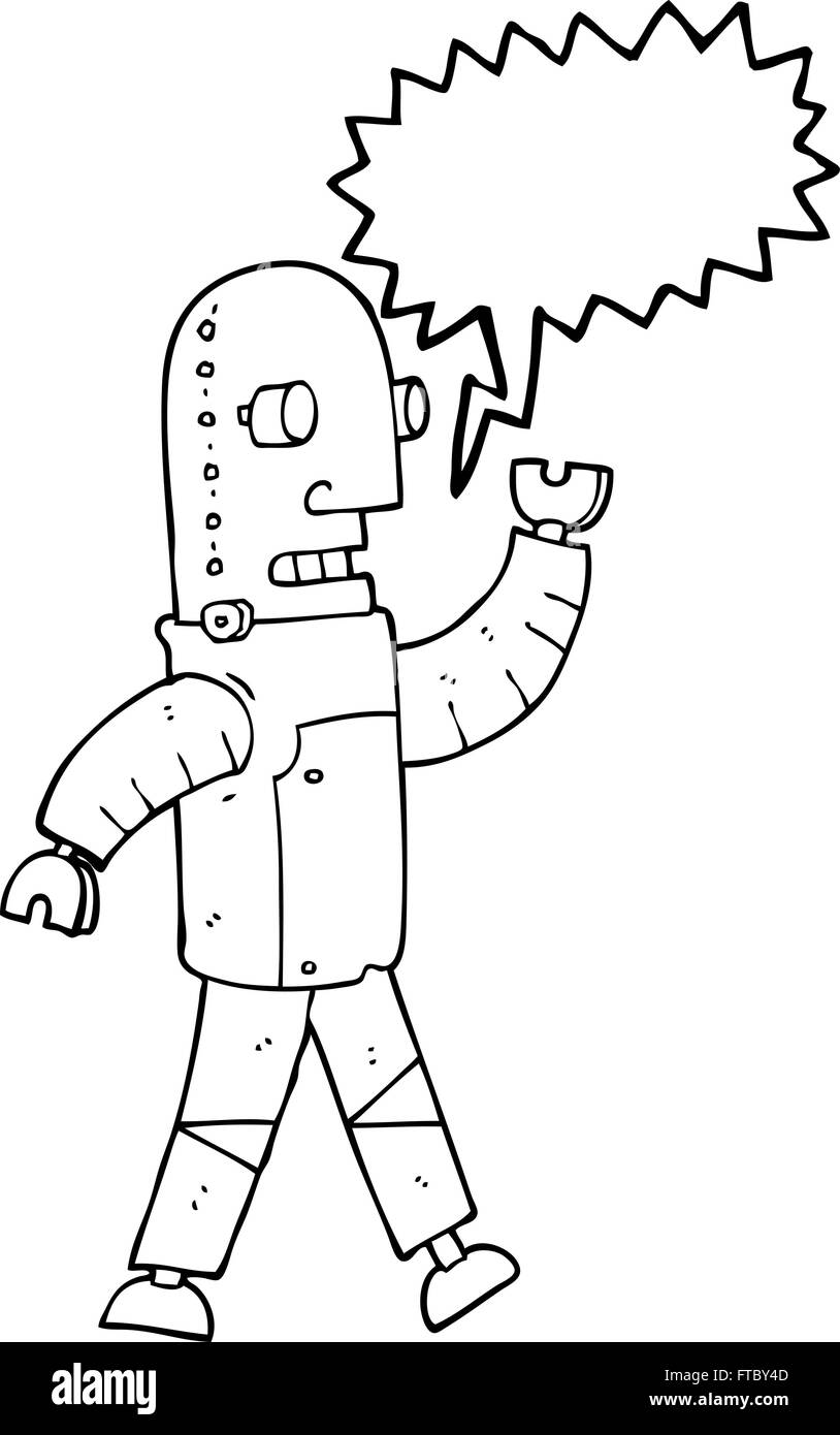 freehand drawn speech bubble cartoon robot Stock Vector Image & Art Alamy
