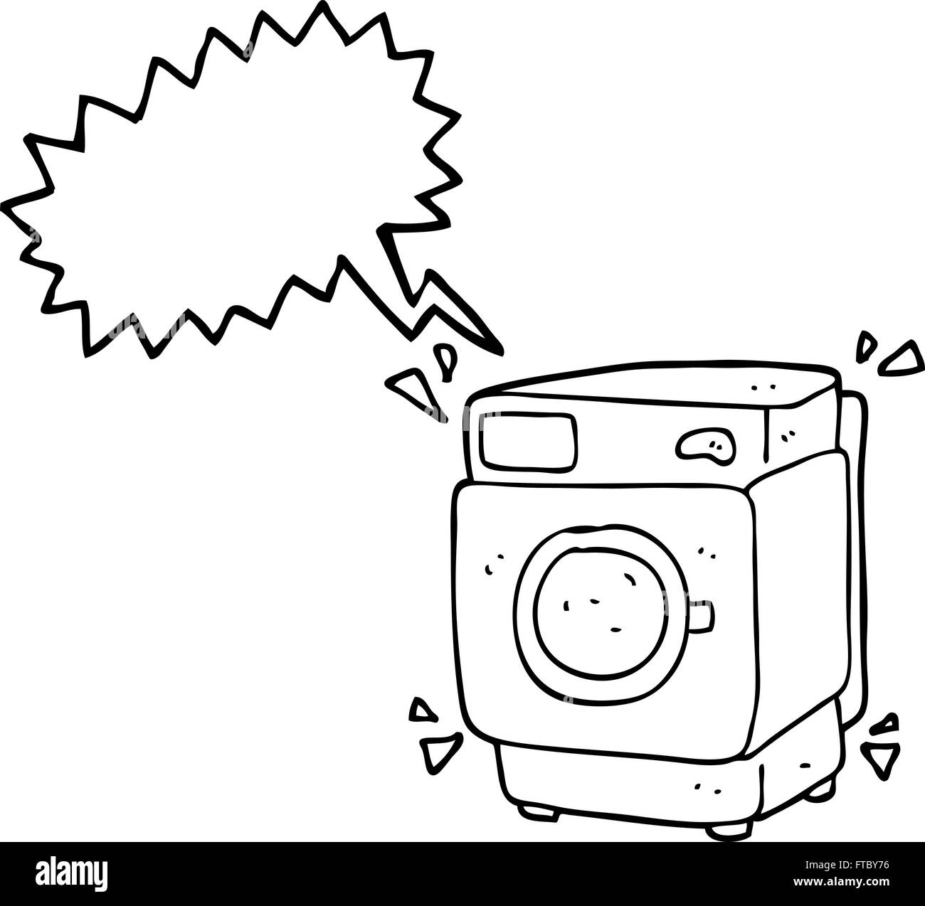 freehand drawn speech bubble cartoon rumbling washing machine Stock Vector