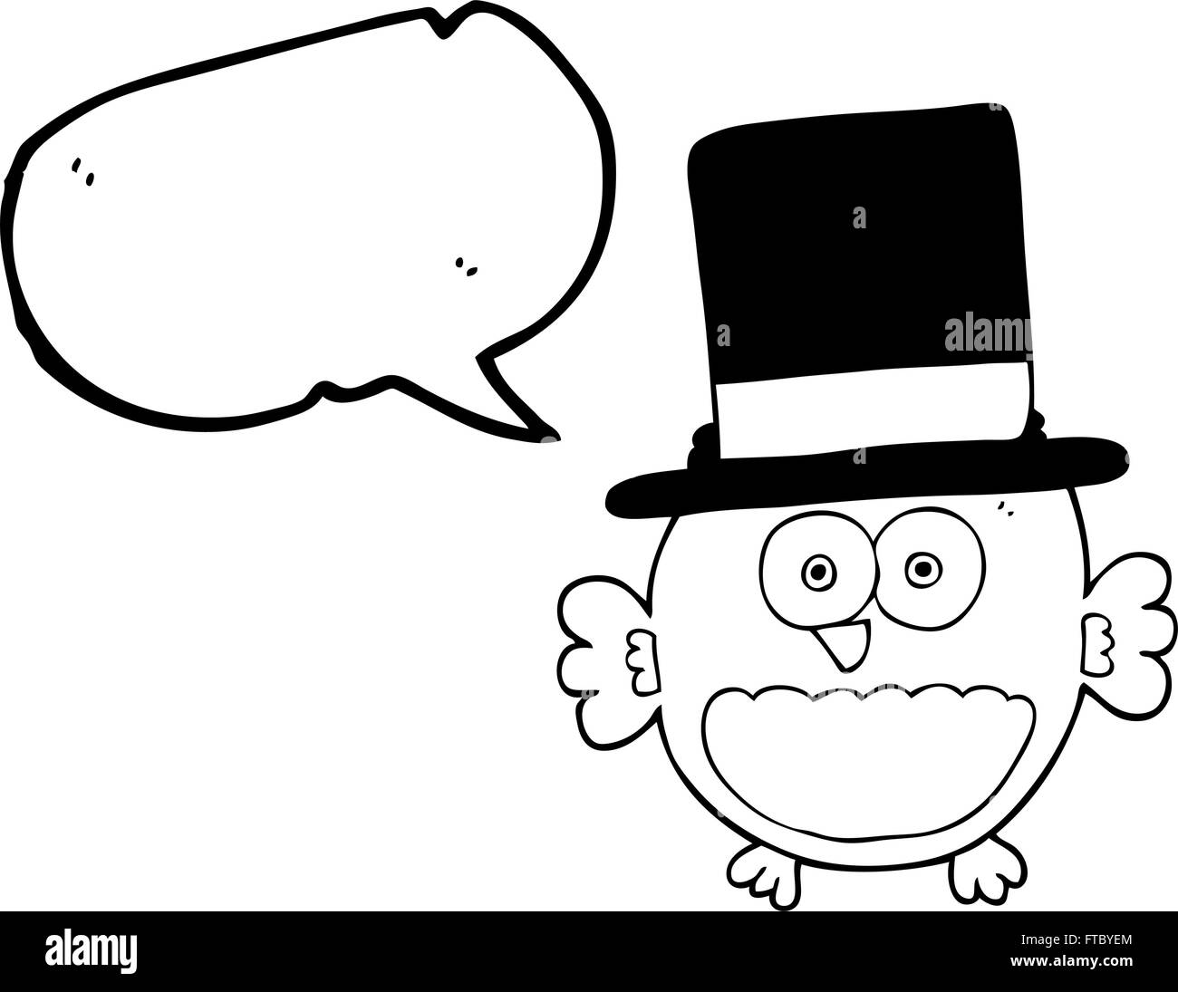 freehand drawn speech bubble cartoon owl in top hat Stock Vector Image ...