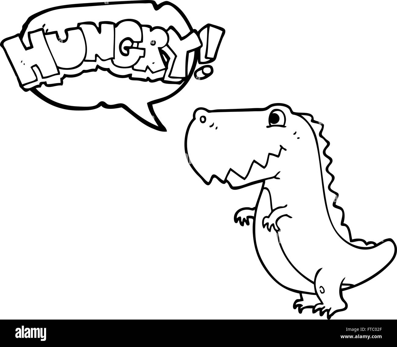 freehand drawn speech bubble cartoon hungry dinosaur Stock Vector