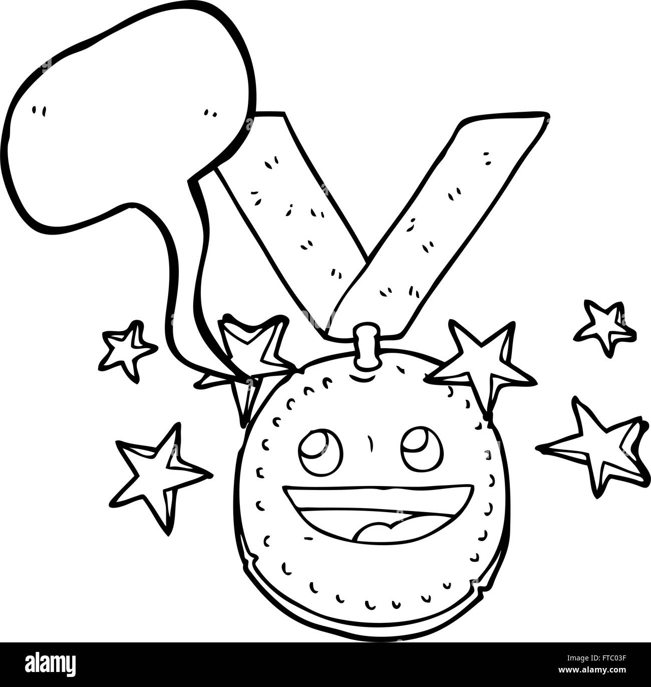 freehand drawn speech bubble cartoon happy sports medal Stock Vector