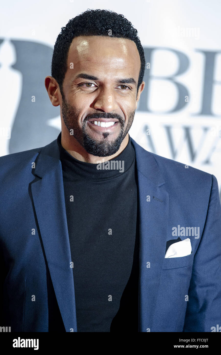 Celebrities  attends the Brit Awards 2016 at the O2 Arena in London.  Featuring: Craig David Where: London, United Kingdom When: 24 Feb 2016 Stock Photo