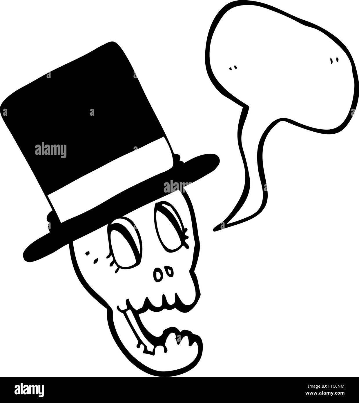 freehand drawn speech bubble cartoon skull wearing top hat Stock Vector ...