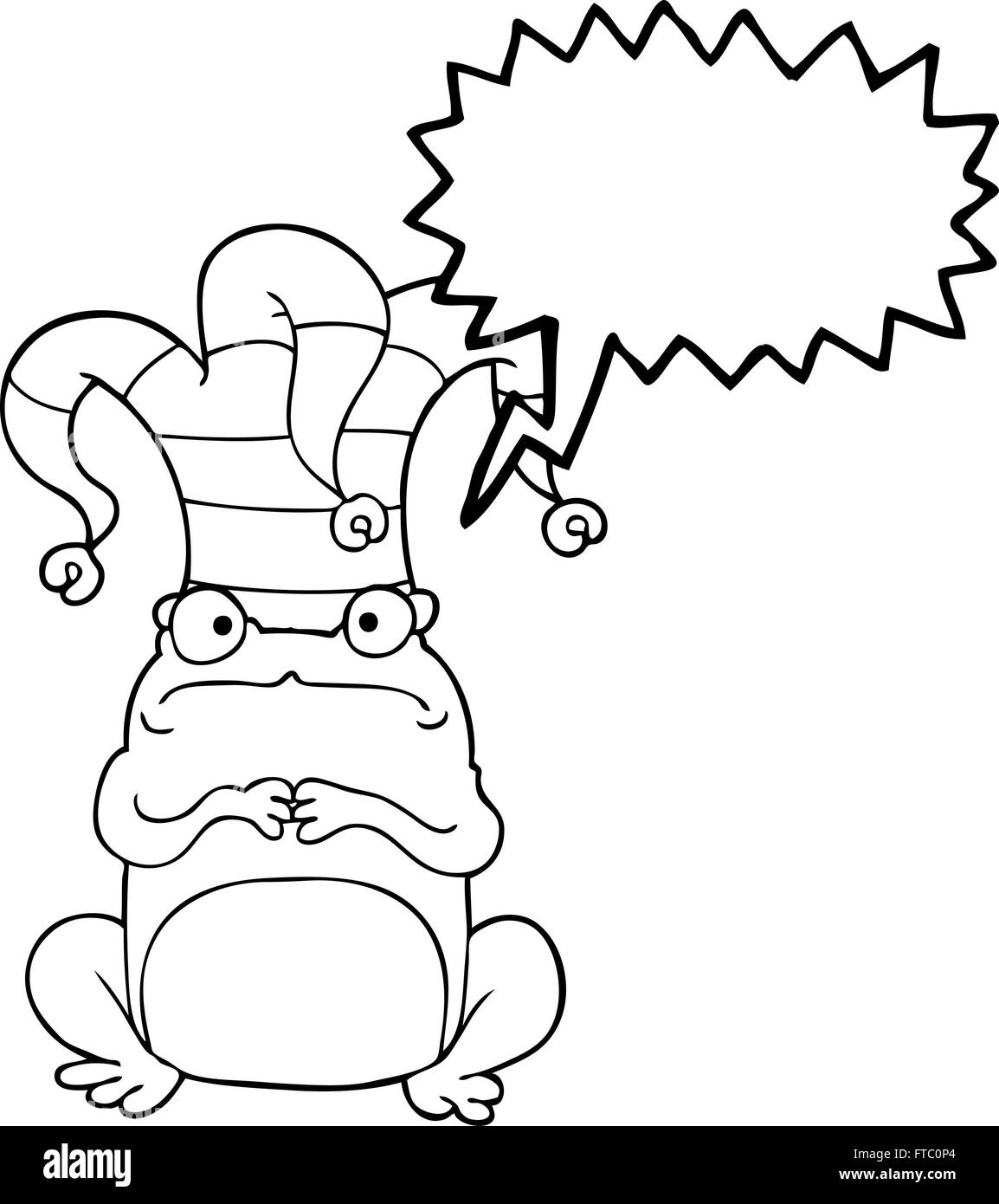 freehand drawn speech bubble cartoon frog wearing jester hat Stock Vector