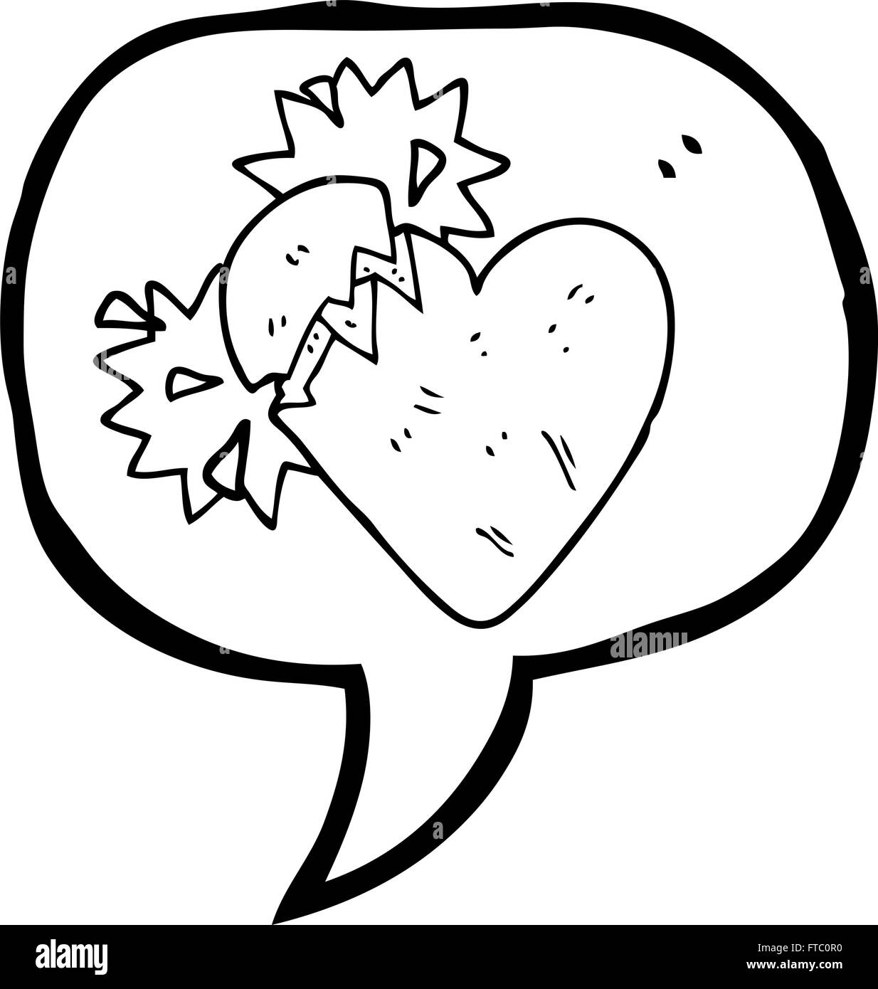 freehand drawn speech bubble cartoon broken heart Stock Vector Image ...