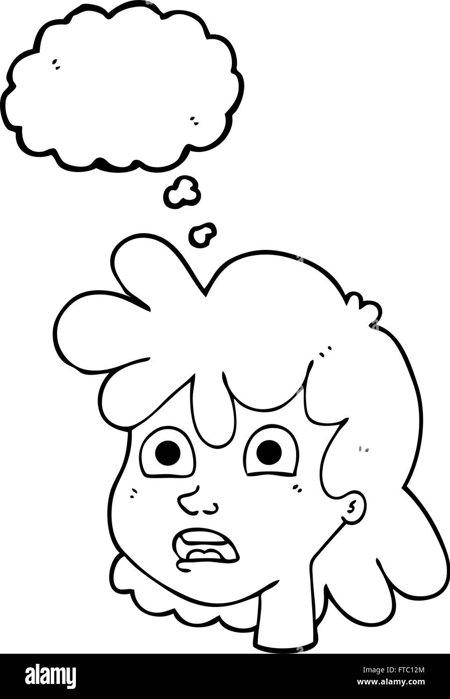 freehand drawn thought bubble cartoon female face Stock Vector Image