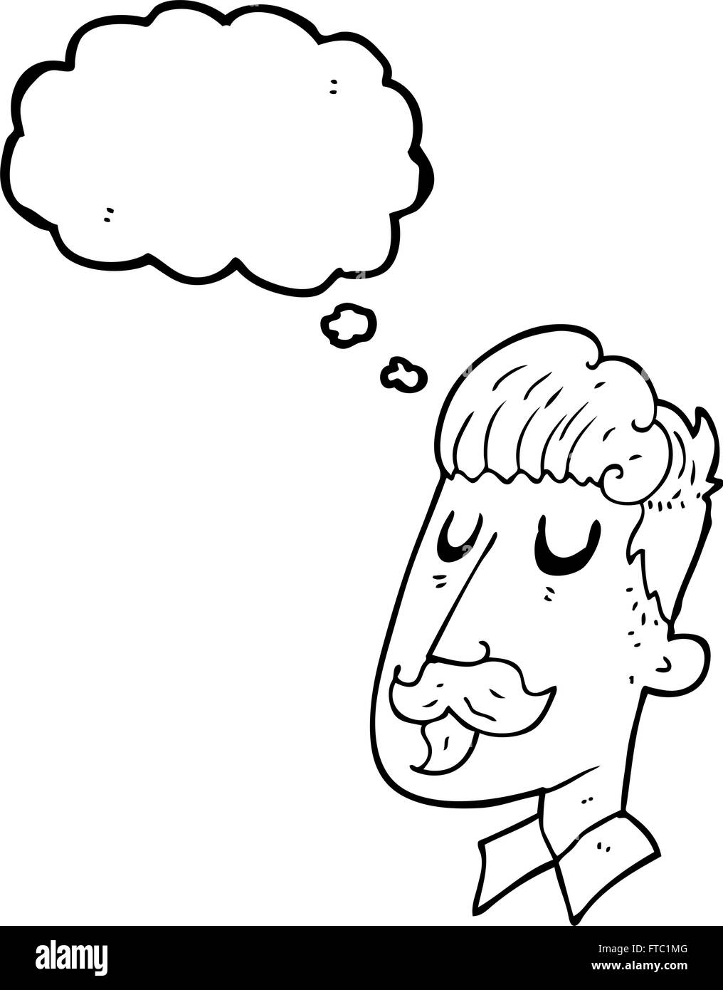 freehand drawn thought bubble cartoon man with mustache Stock Vector