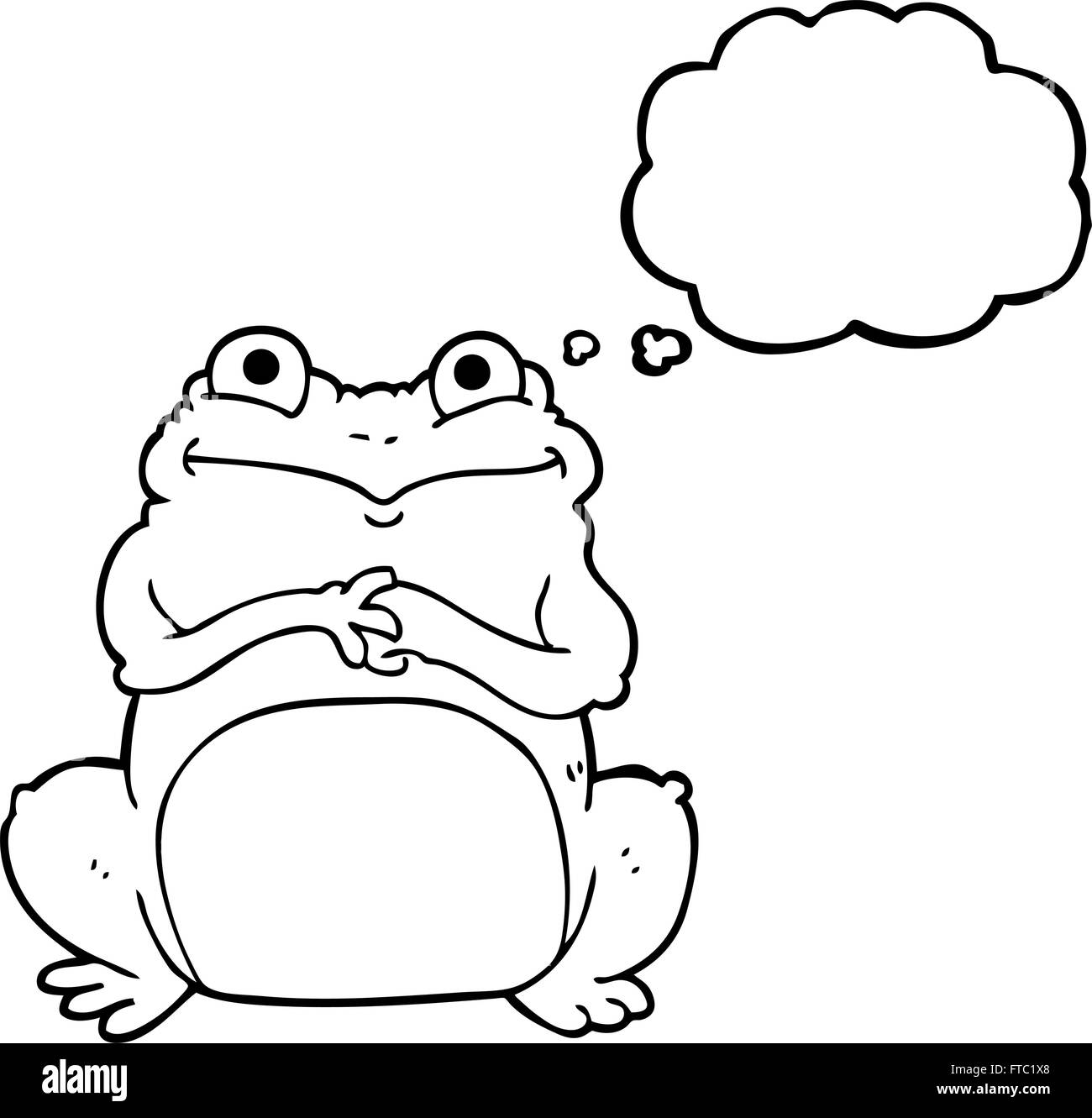 freehand drawn thought bubble cartoon funny frog Stock Vector