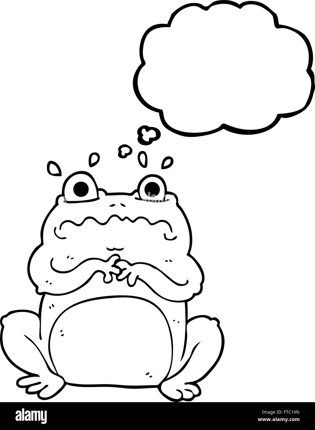 freehand drawn thought bubble cartoon funny frog Stock Vector