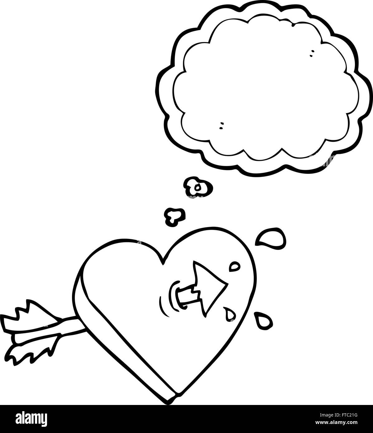 freehand drawn thought bubble cartoon arrow through heart freehand ...
