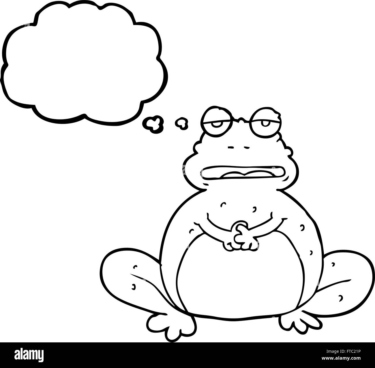 freehand drawn thought bubble cartoon frog Stock Vector