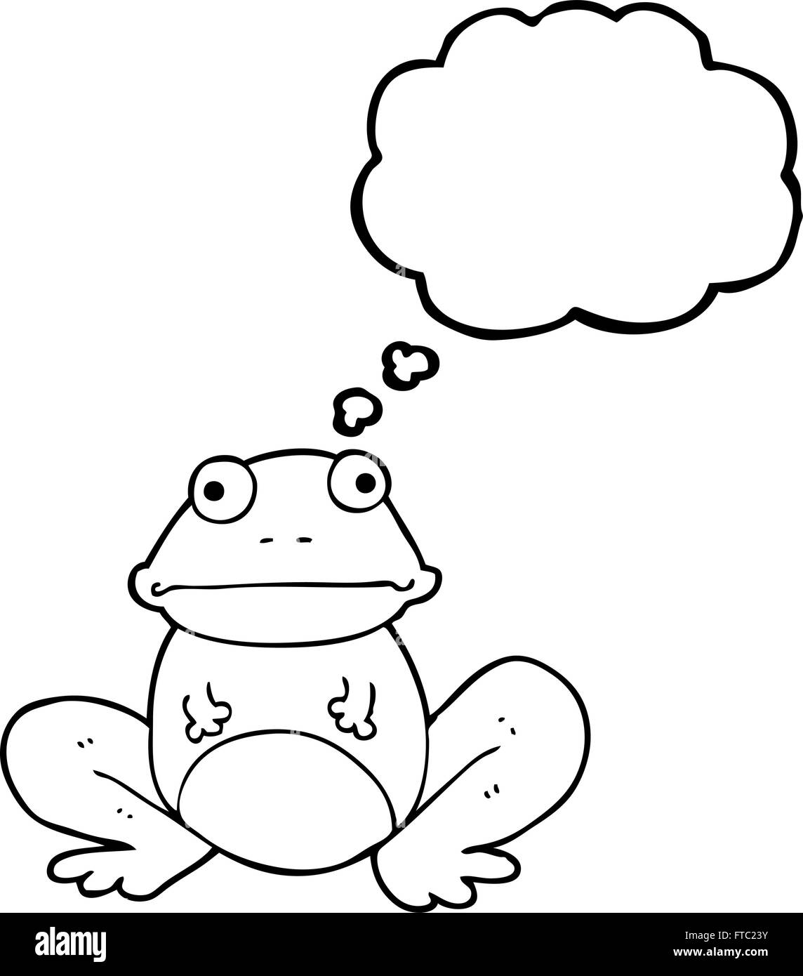 freehand drawn thought bubble cartoon frog Stock Vector
