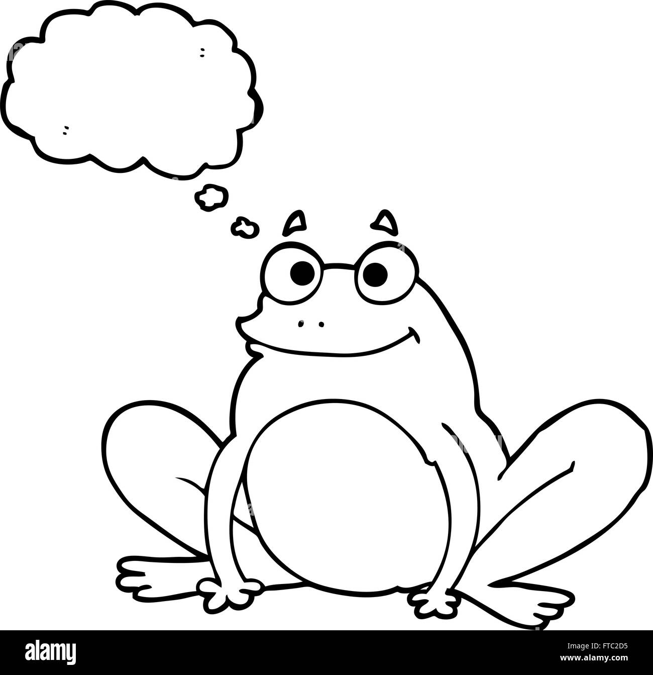 freehand drawn thought bubble cartoon happy frog Stock Vector