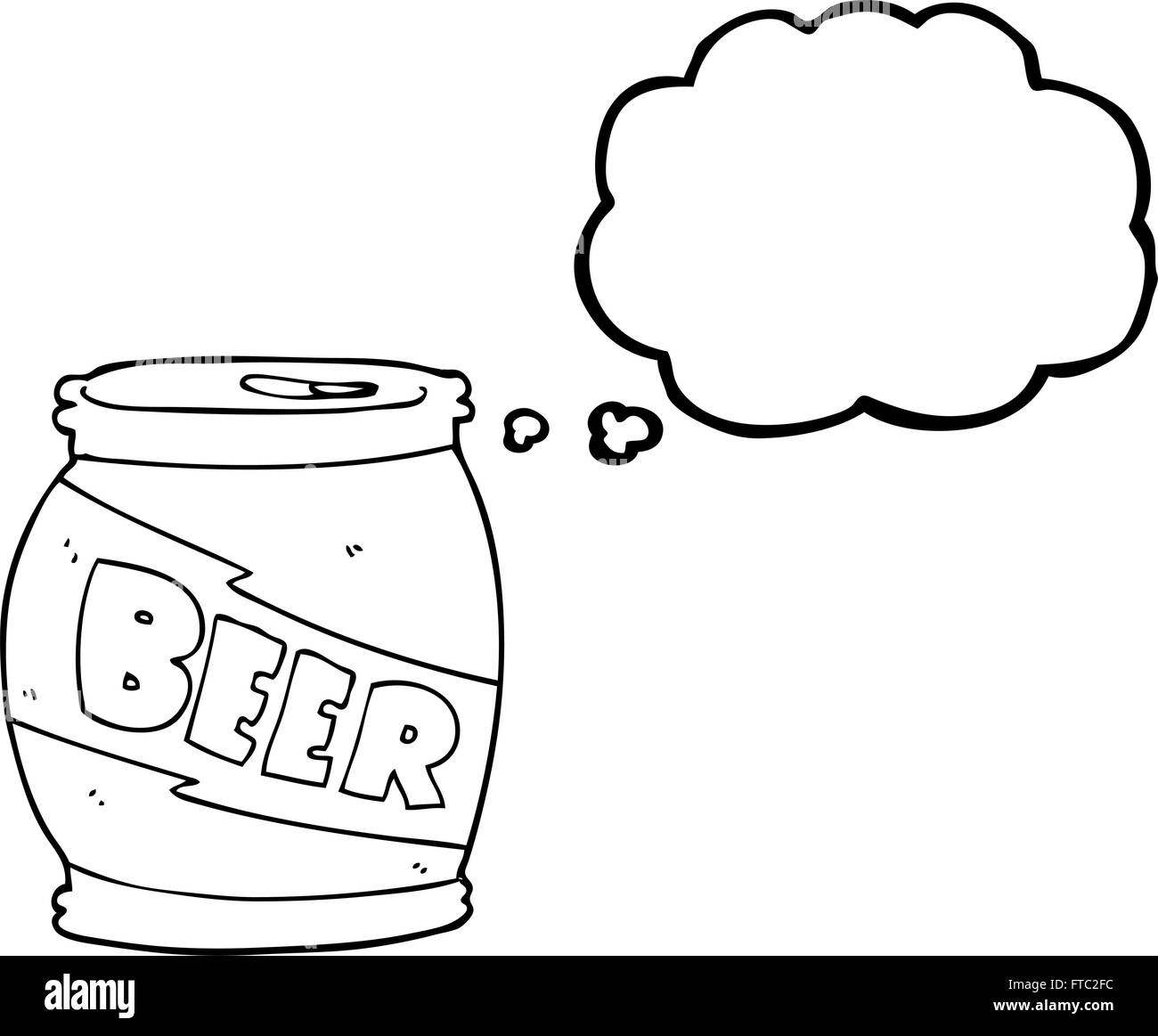 freehand drawn thought bubble cartoon beer can Stock Vector