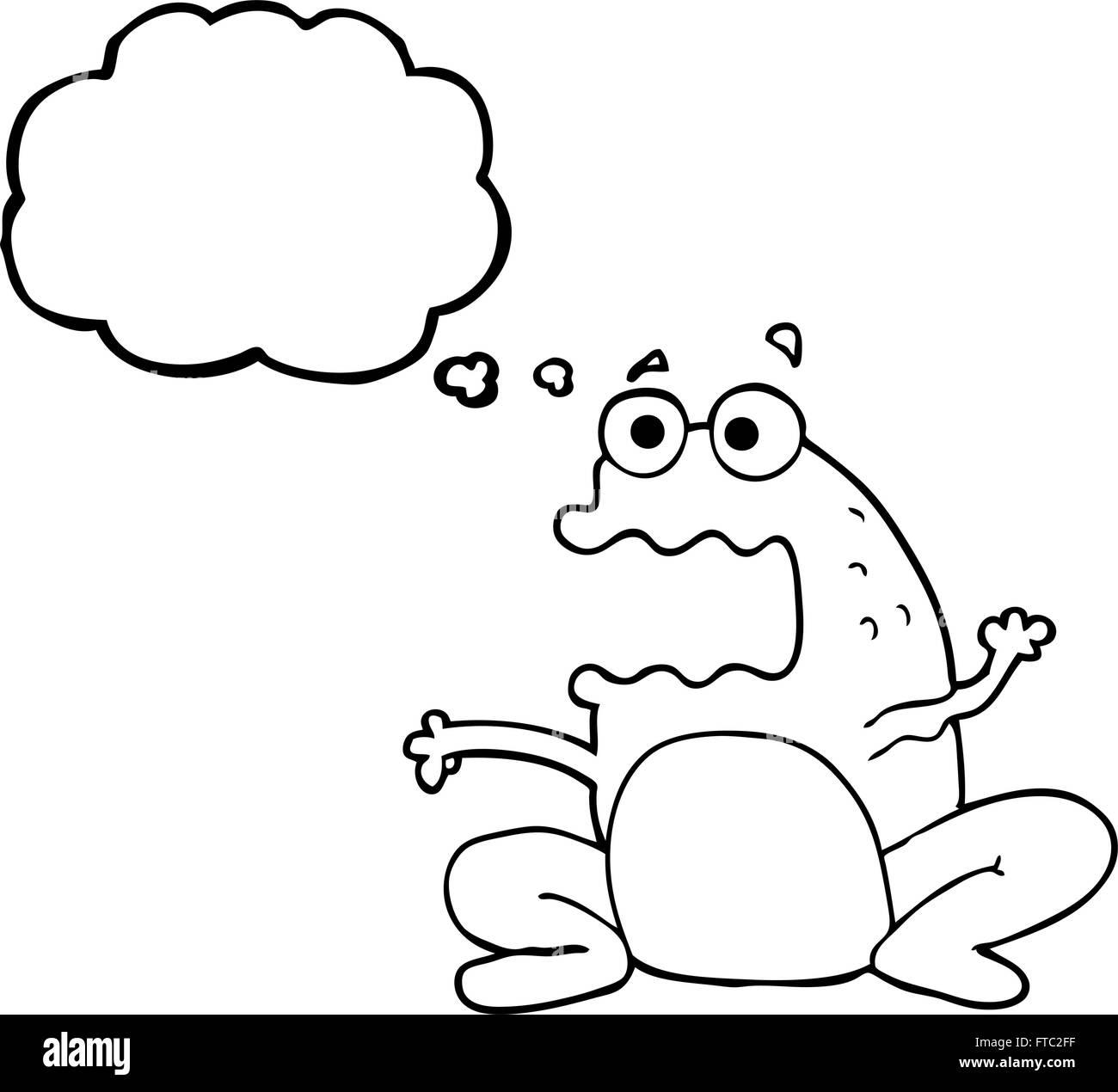 freehand drawn thought bubble cartoon burping frog Stock Vector