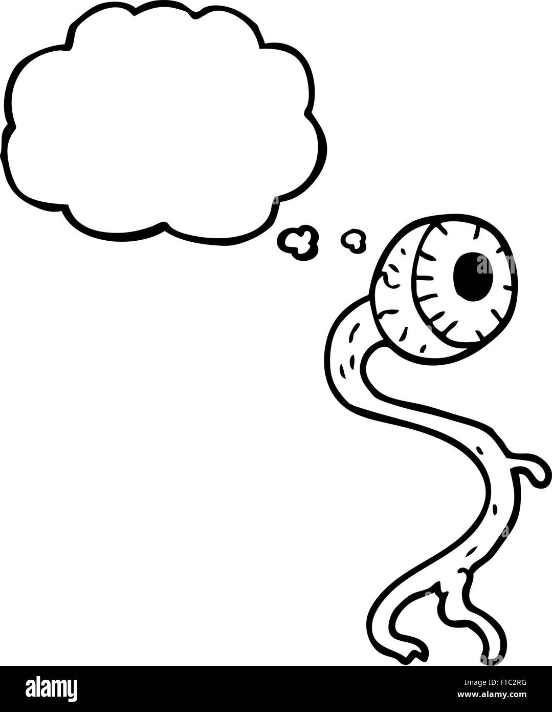 gross freehand drawn thought bubble cartoon eyeball Stock Vector
