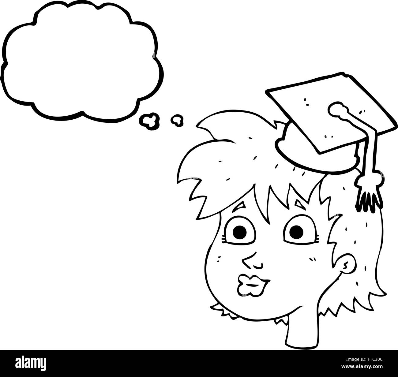 Happy Face Graduation Cap Illustration Black And White Stock Photos Images Alamy